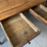 Large vintage farmhouse table from the 50s in solid wood (oak)