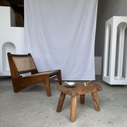 Table d'appoint ou tabouret en teck blond quadripode H:30 L43 l27