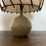 Stoneware lamp - rattan shade