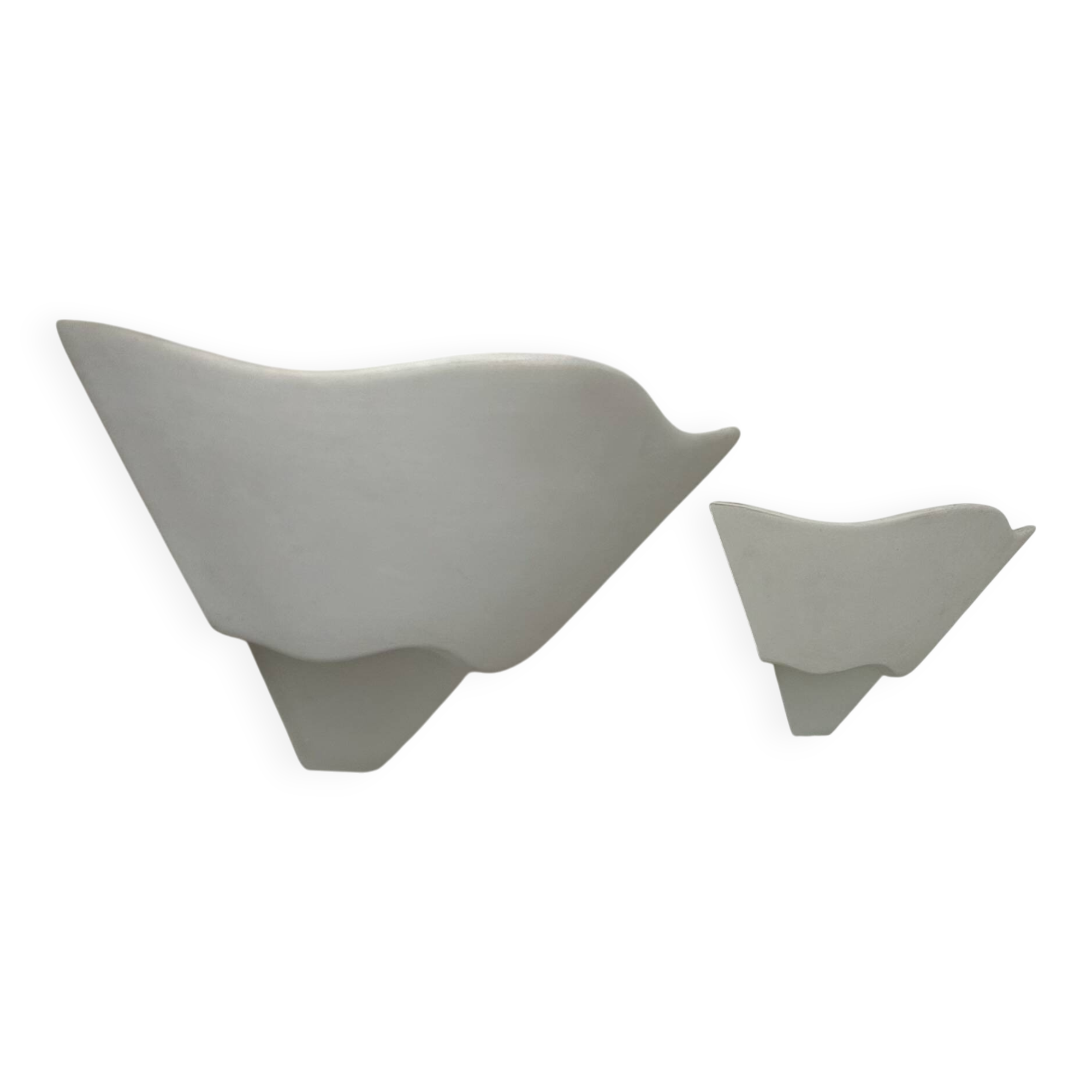 Pair of vintage wall lights, plaster and sandblasted glass, France 1970