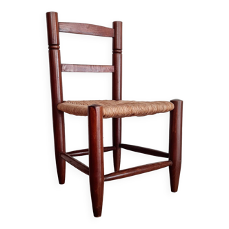 Mini chaise en bois et paille - look brutaliste