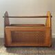 Wooden and rattan magazine rack from the 50s and 60s