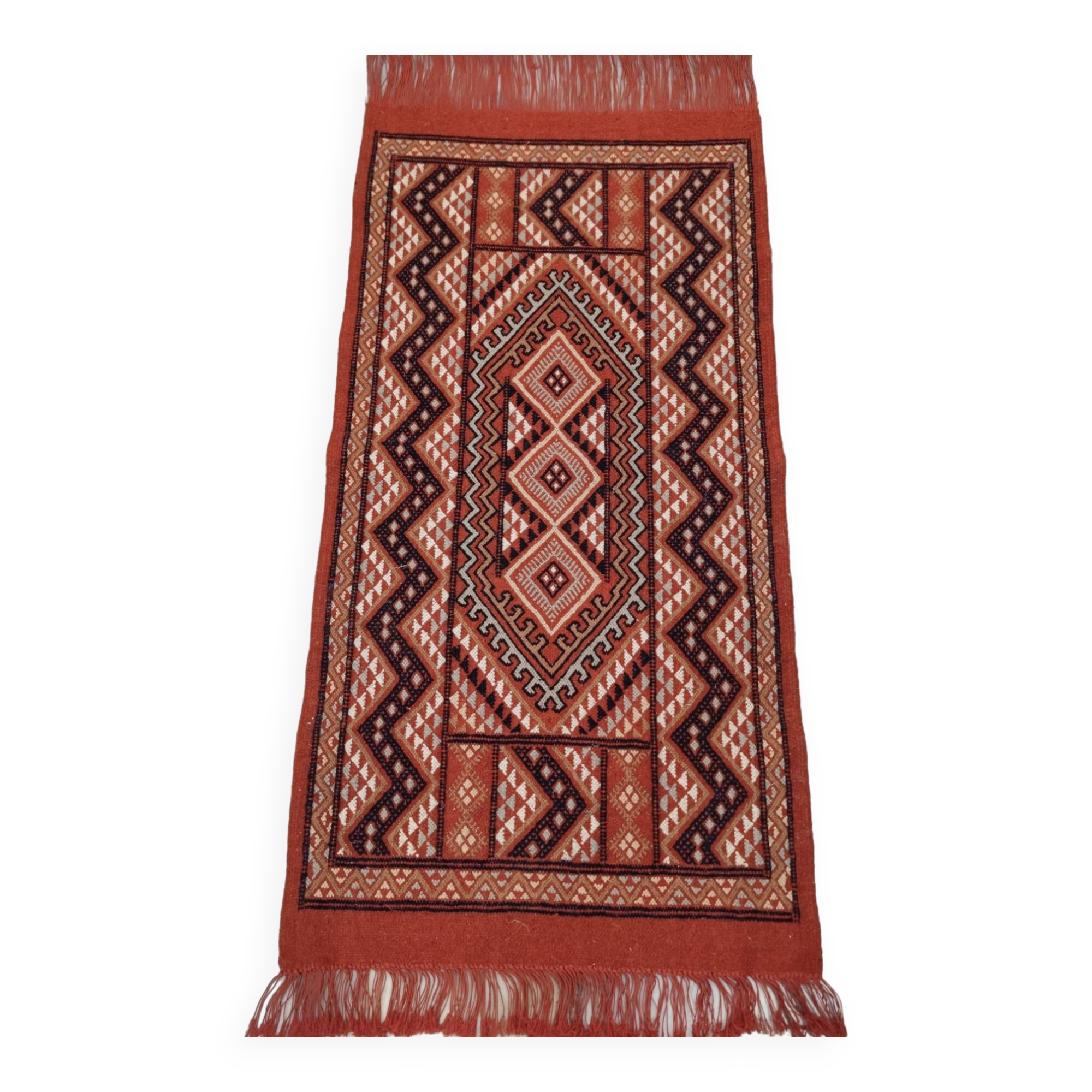 Hand-woven margoum rug in natural wool