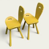 Chaises brutaliste ocre jaune 1960