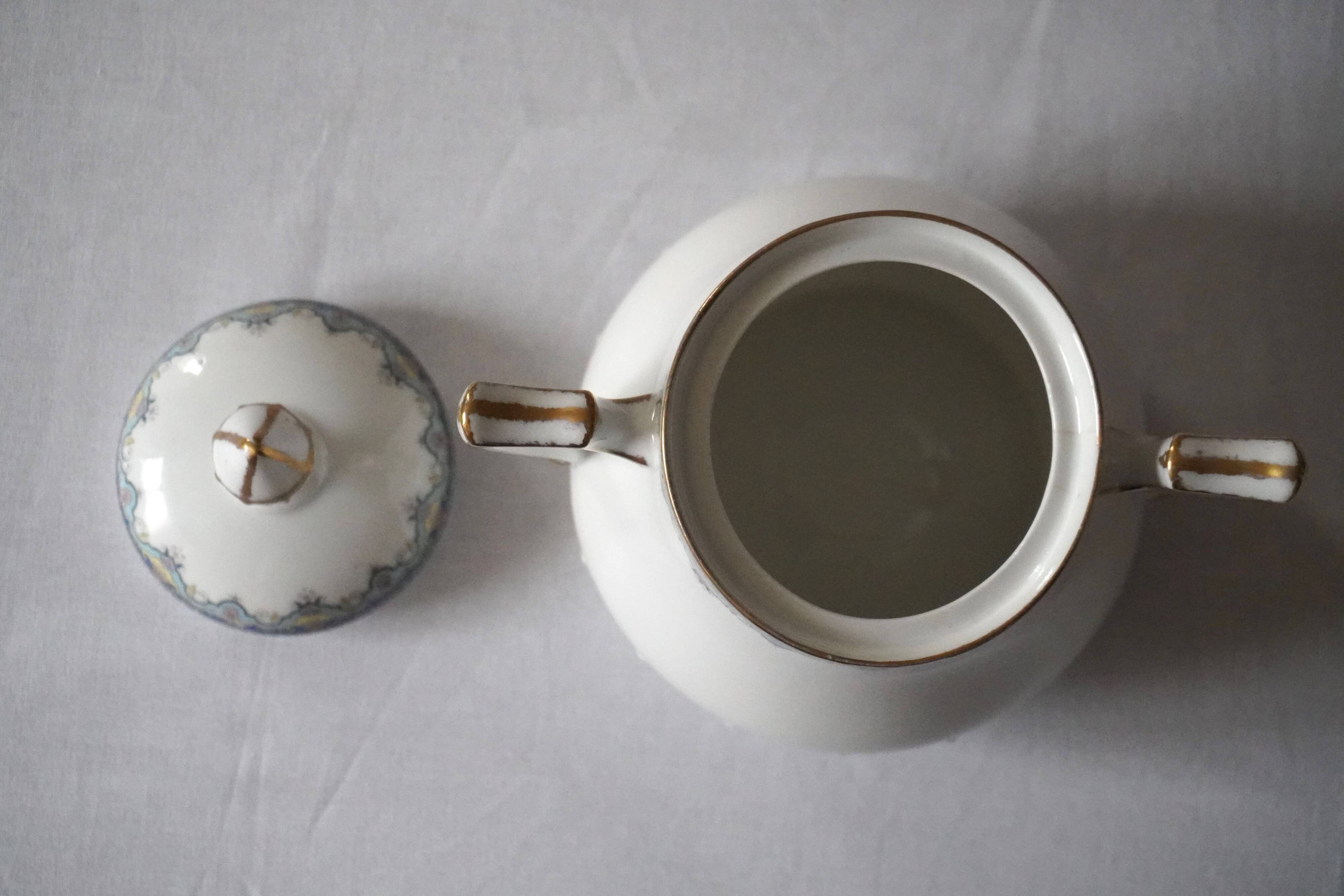 White Limoges porcelain sugar bowl/sugar pot