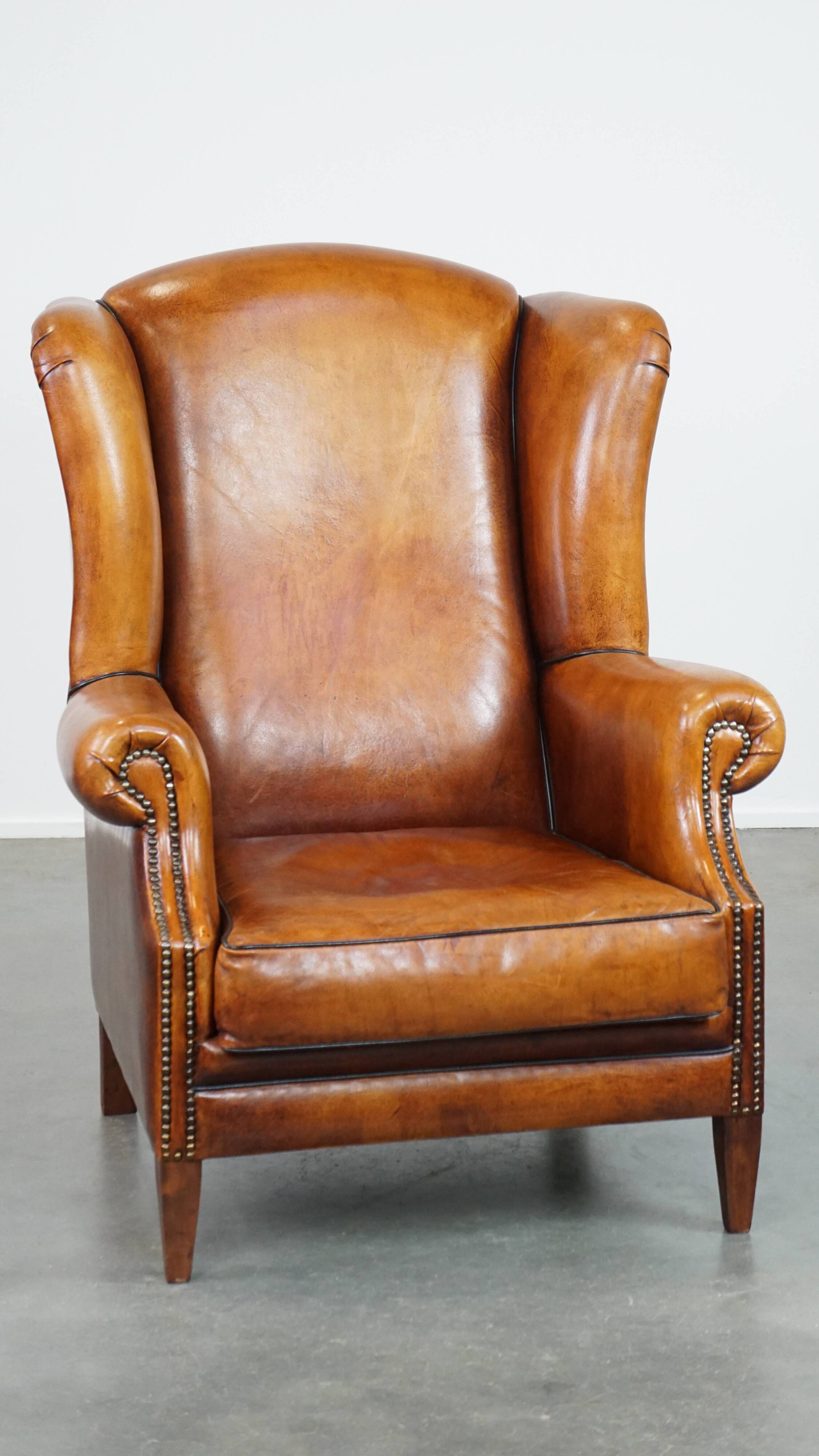 Sheep leather wingback chair