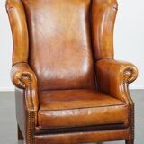 Sheep leather wingback chair