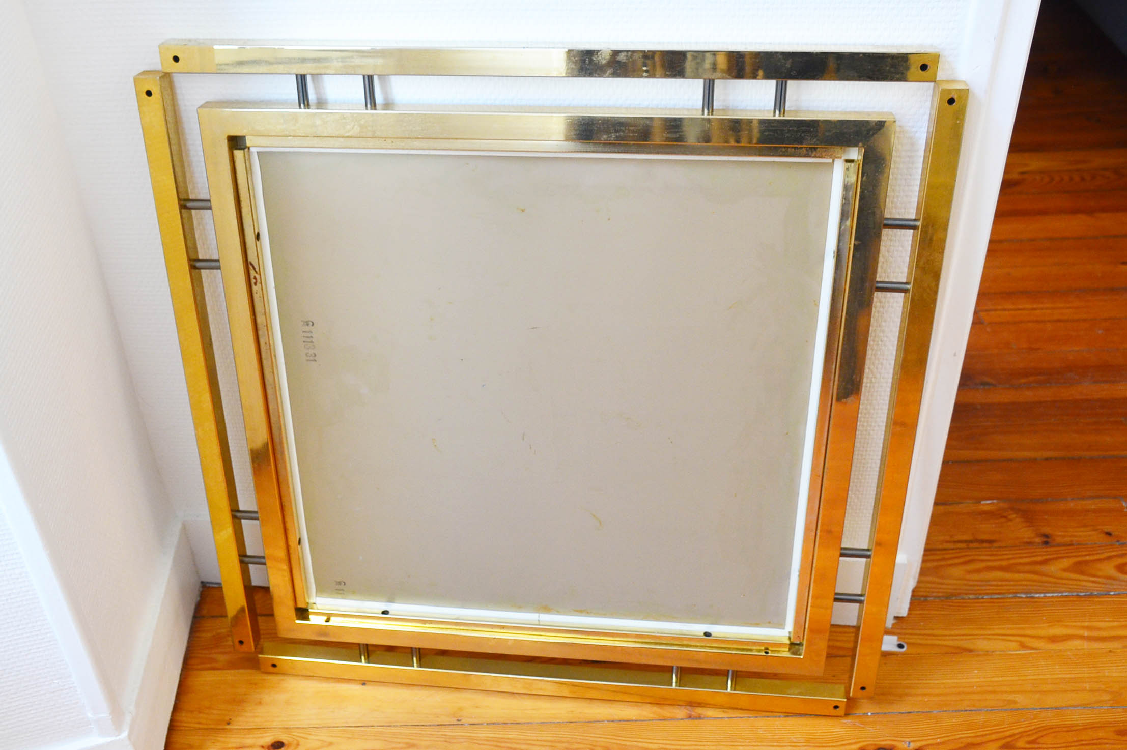 Modernist Italian mirror chrome steel gold 70 71 X 71