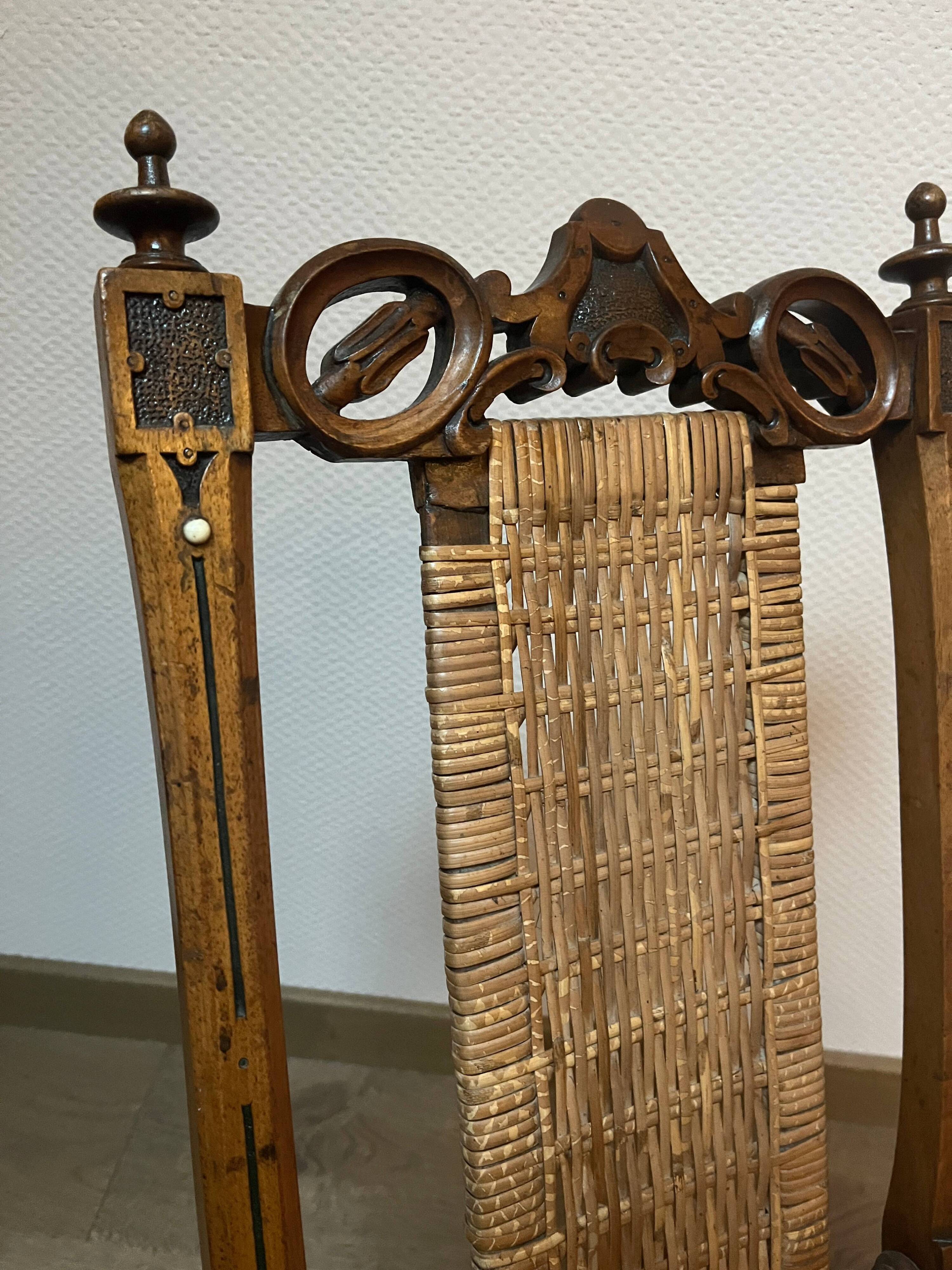 Victorian folding chair 19th century Gothic caning Art & Craft