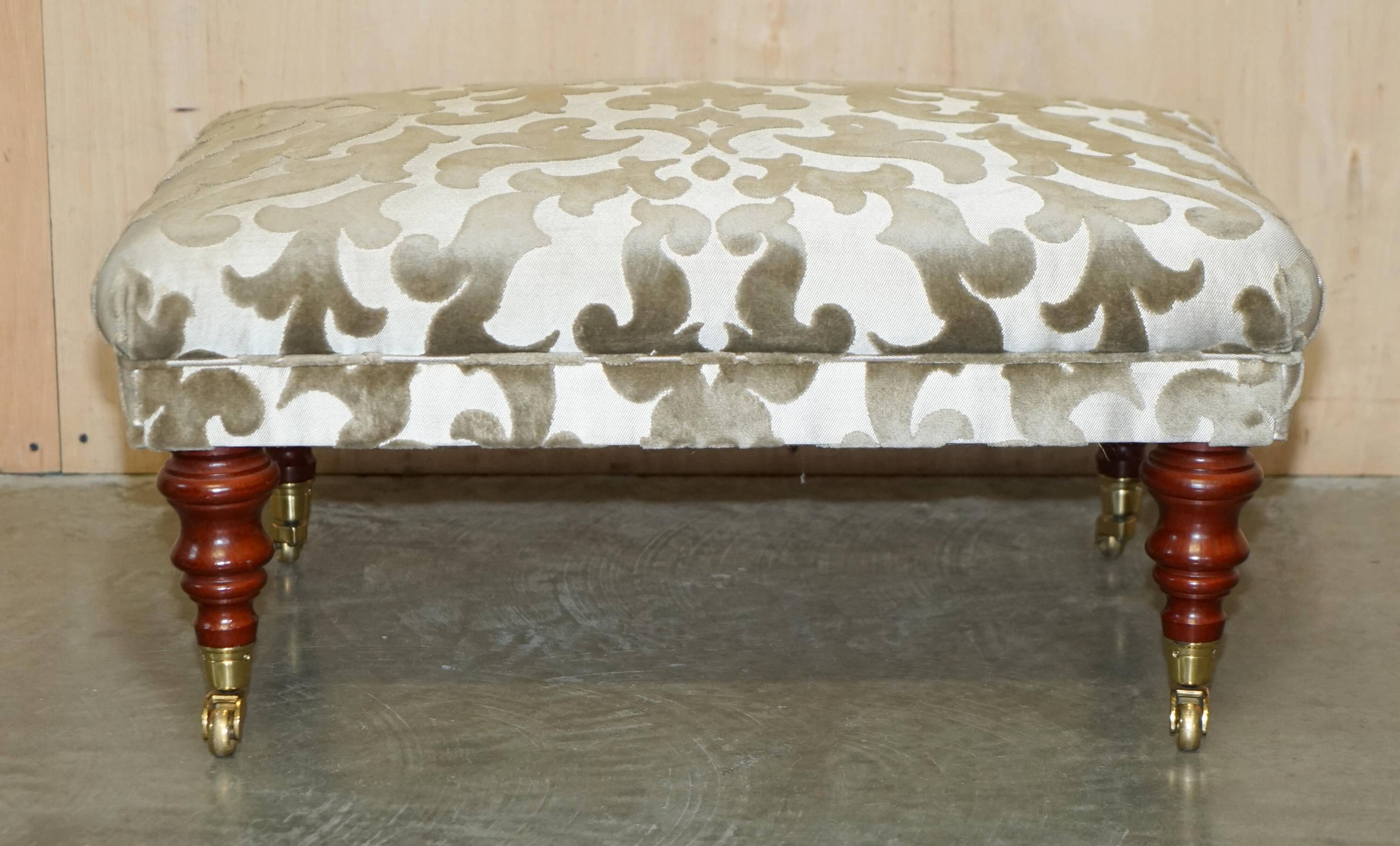 Fabric sofa and footstool, handmade in England.