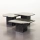 Trio italien de tables d'appoint en marbre noir de Carrare à angle oblique, années 1970.