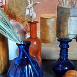 Trio of vintage blown glass soliflore vases