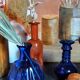 Trio of vintage blown glass soliflore vases