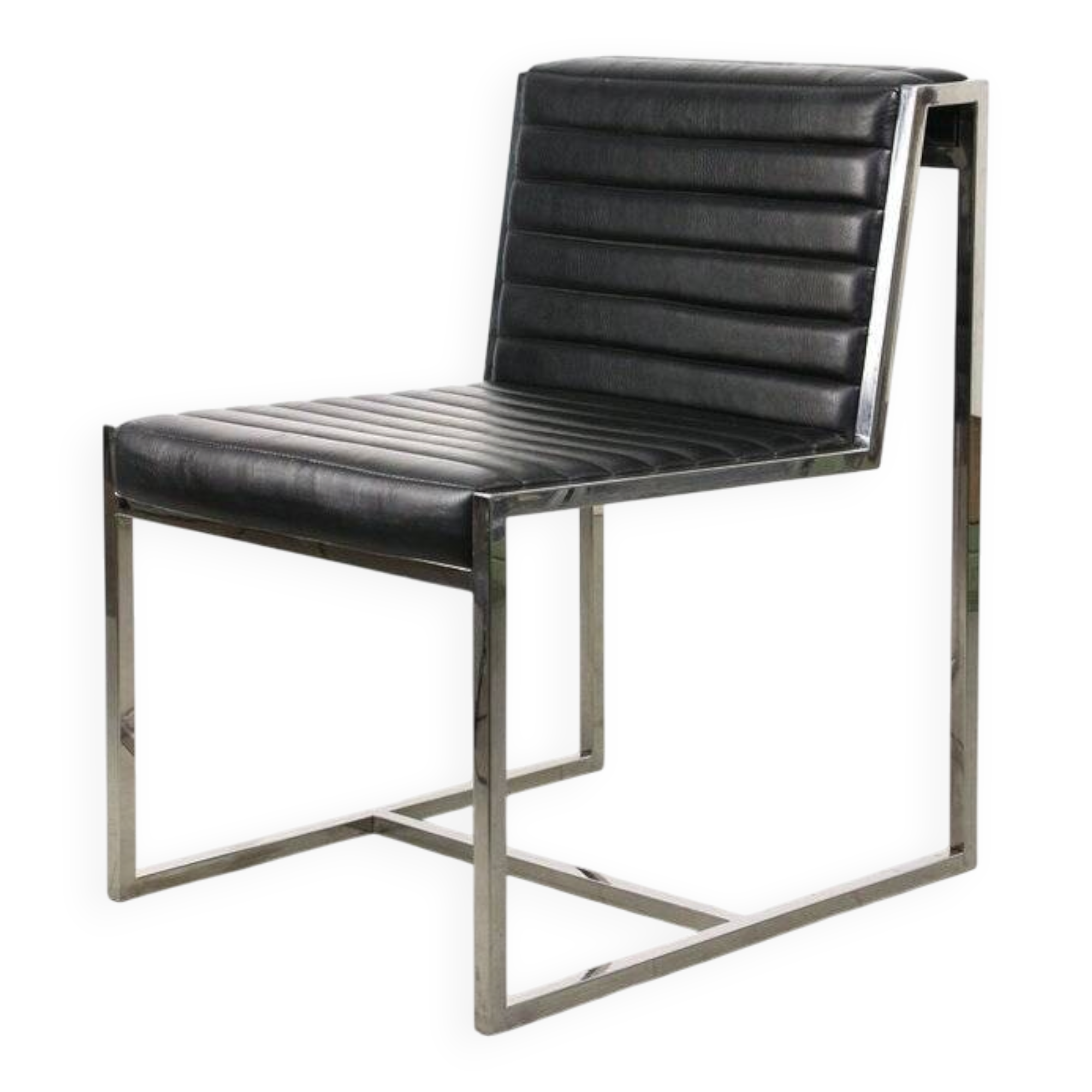 Vintage Bauhaus Chair in Black Leatherette and Chrome