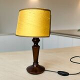 Classical wooden table lamp with silk half shade