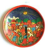 Mexican wall plate in painted terracotta, 70s