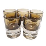 Set of nine pierre schneider smoked glass liqueur glasses