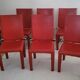 Red leather chairs by Arper