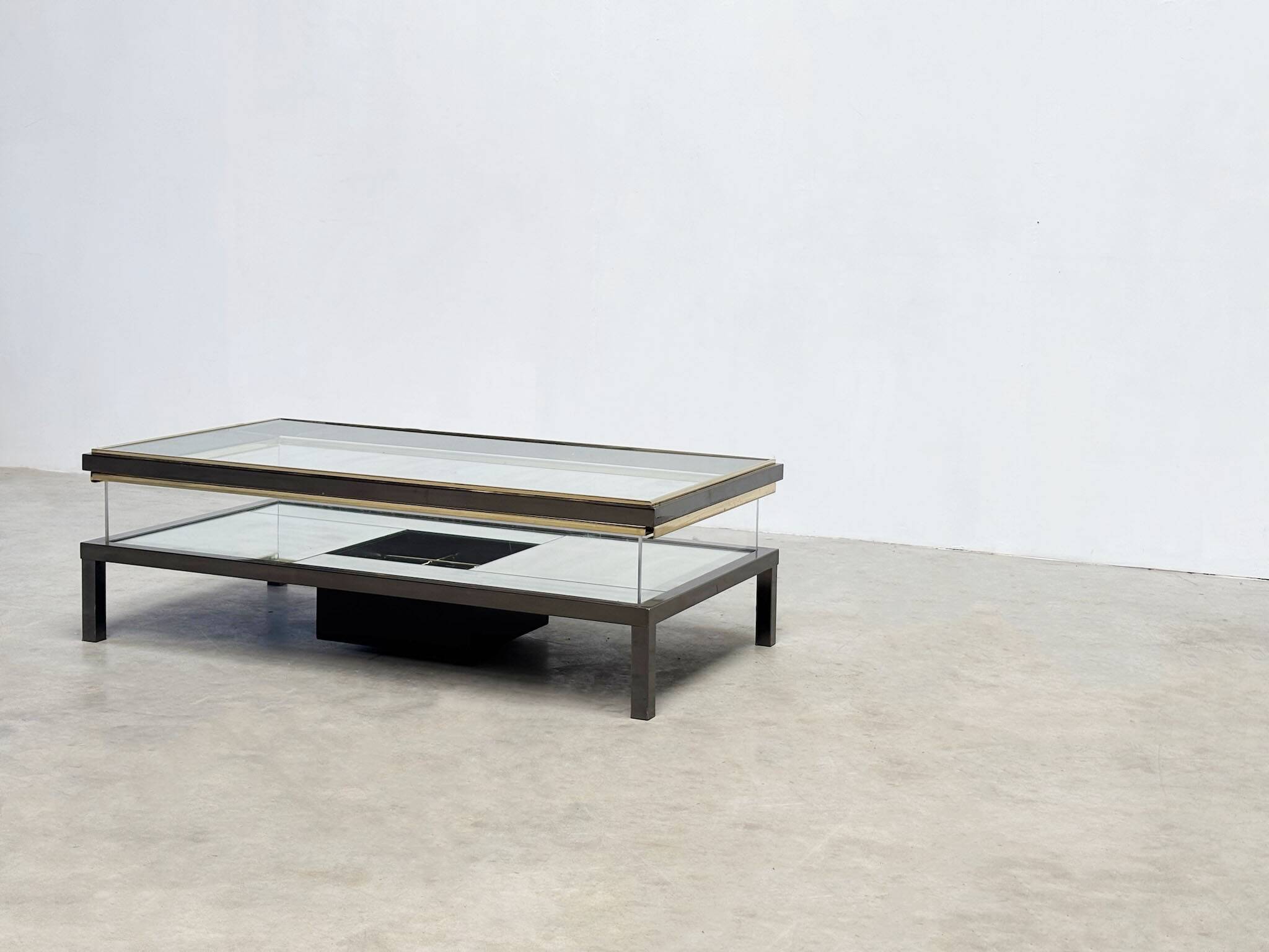 Rare Maison Jansen (attr.) sliding coffee table with bottle holder