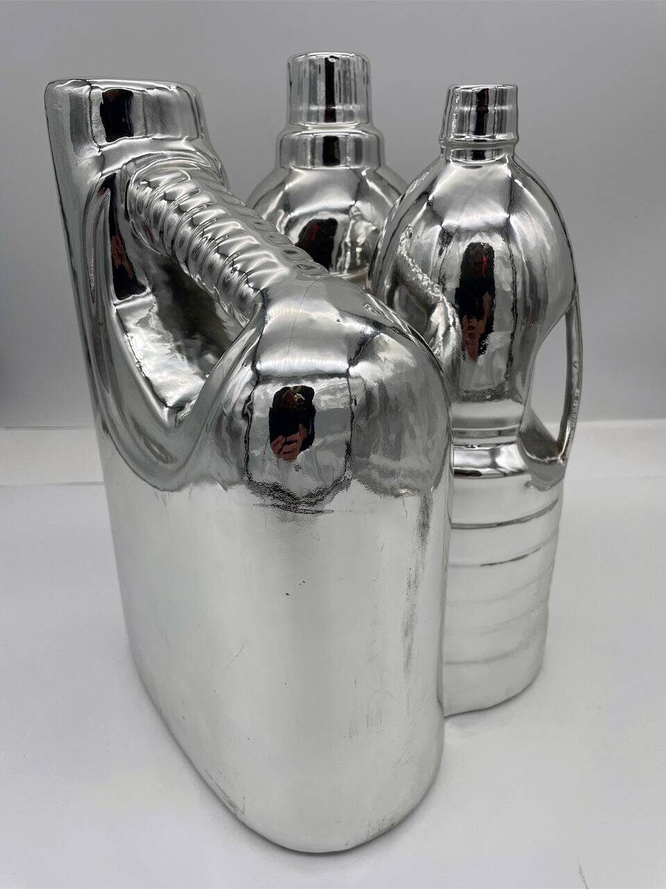 Large Vintage Vase • Pop Sculpture • Chrome Ceramic • Pols Potten • 1990