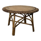 Table basse soleil en rotin