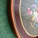 Curved oval frame – floral painting signed
