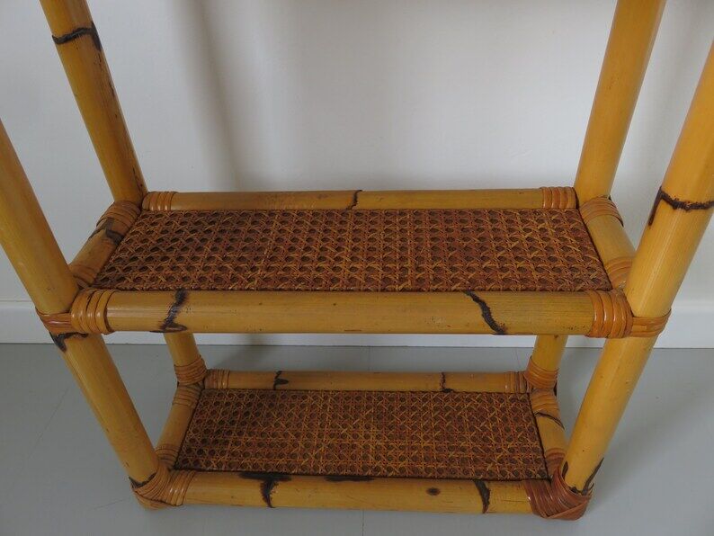 Rattan canning shelf, bamboo 60s 70s