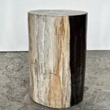 Small black, white and gray petrified wood side table H28cm D:18.5