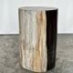 Small black, white and gray petrified wood side table H28cm D:18.5