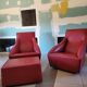 Doda Molteni leather armchairs and pouf