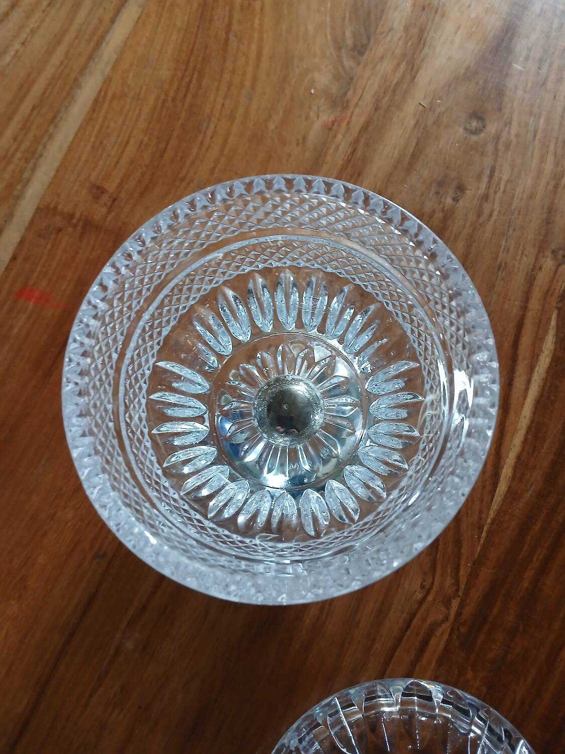 Antique glass and metal sugar bowl