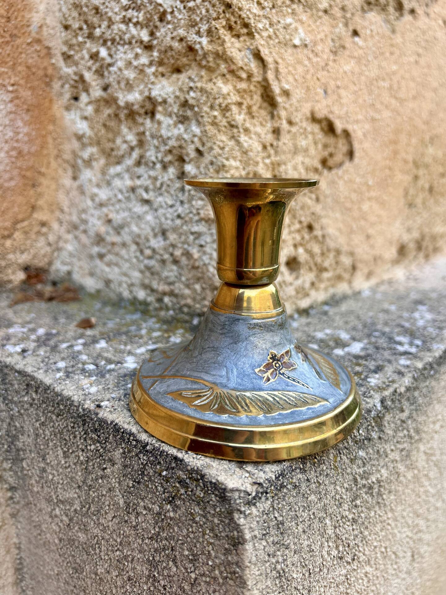 Golden brass candlestick