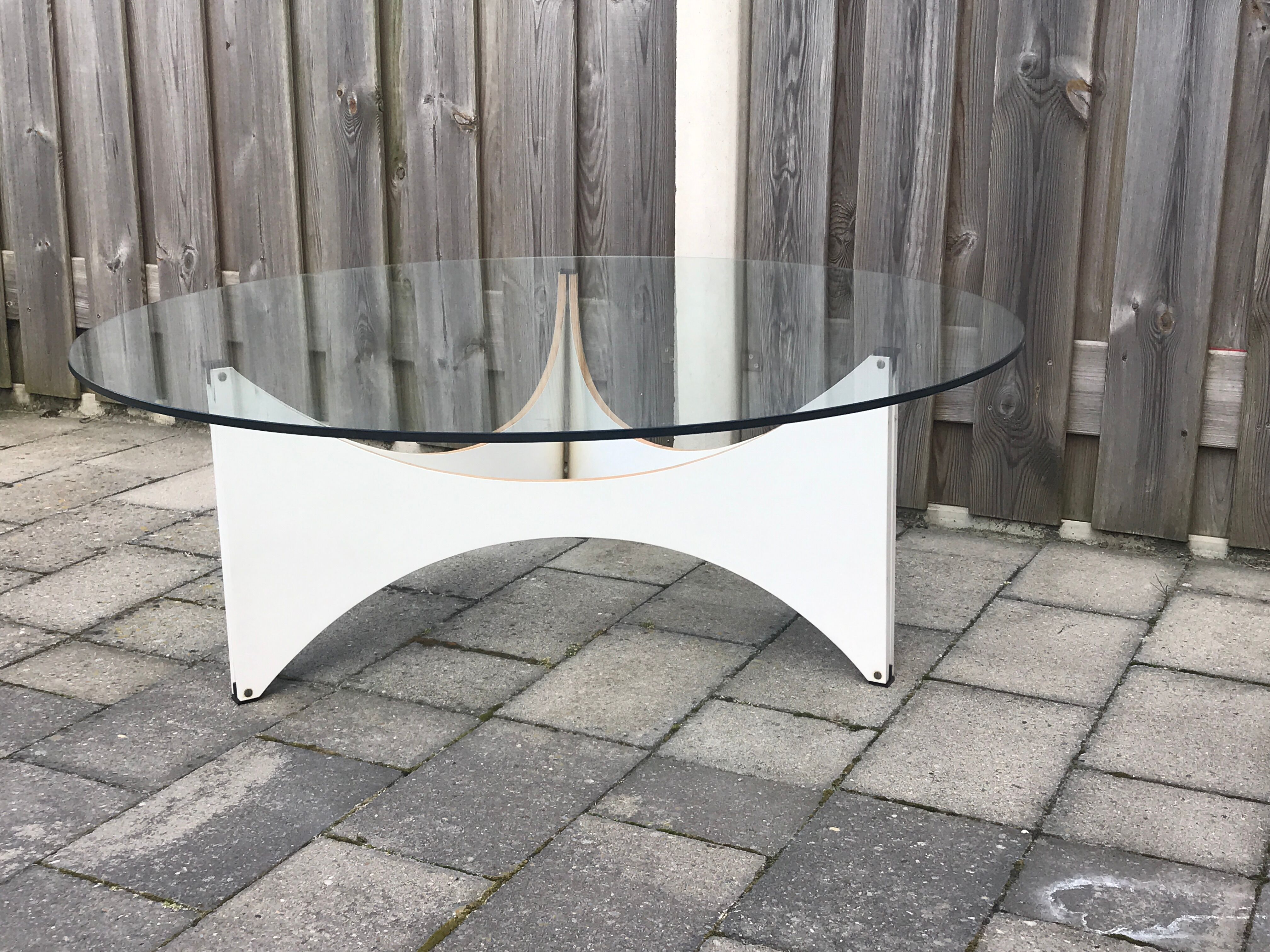 TZ75 round glass coffee table by Werner Blaser for 't Spectrum 1960s