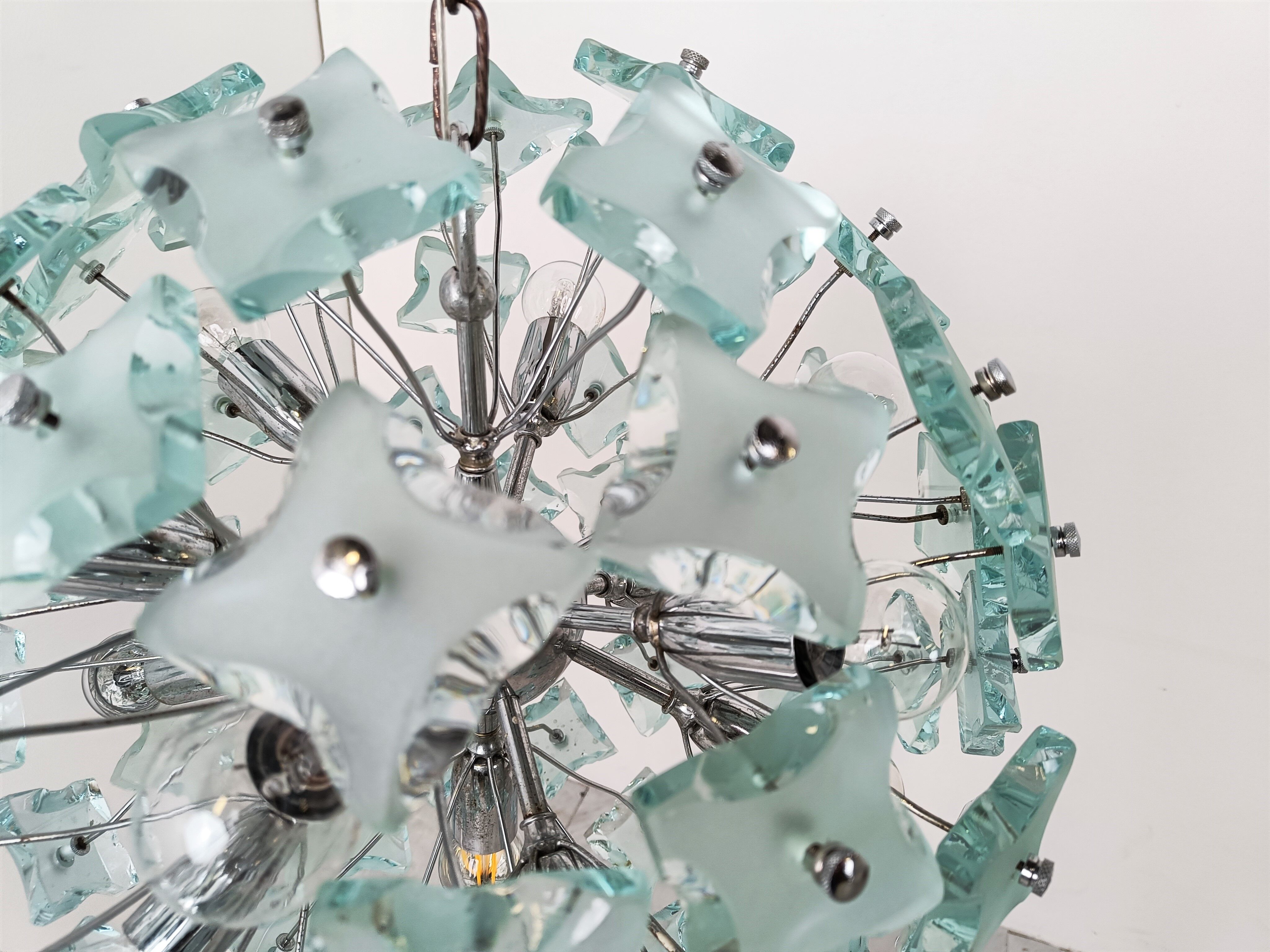 Mid century glass sputnik chandelier, 1970s