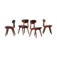 Set of 4 dining chairs in teak and burgundy by Louis van Teeffelen, The Netherlands, 1960’s