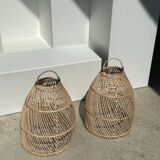 Rattan pendant lamp in the shape of bell D25 H28