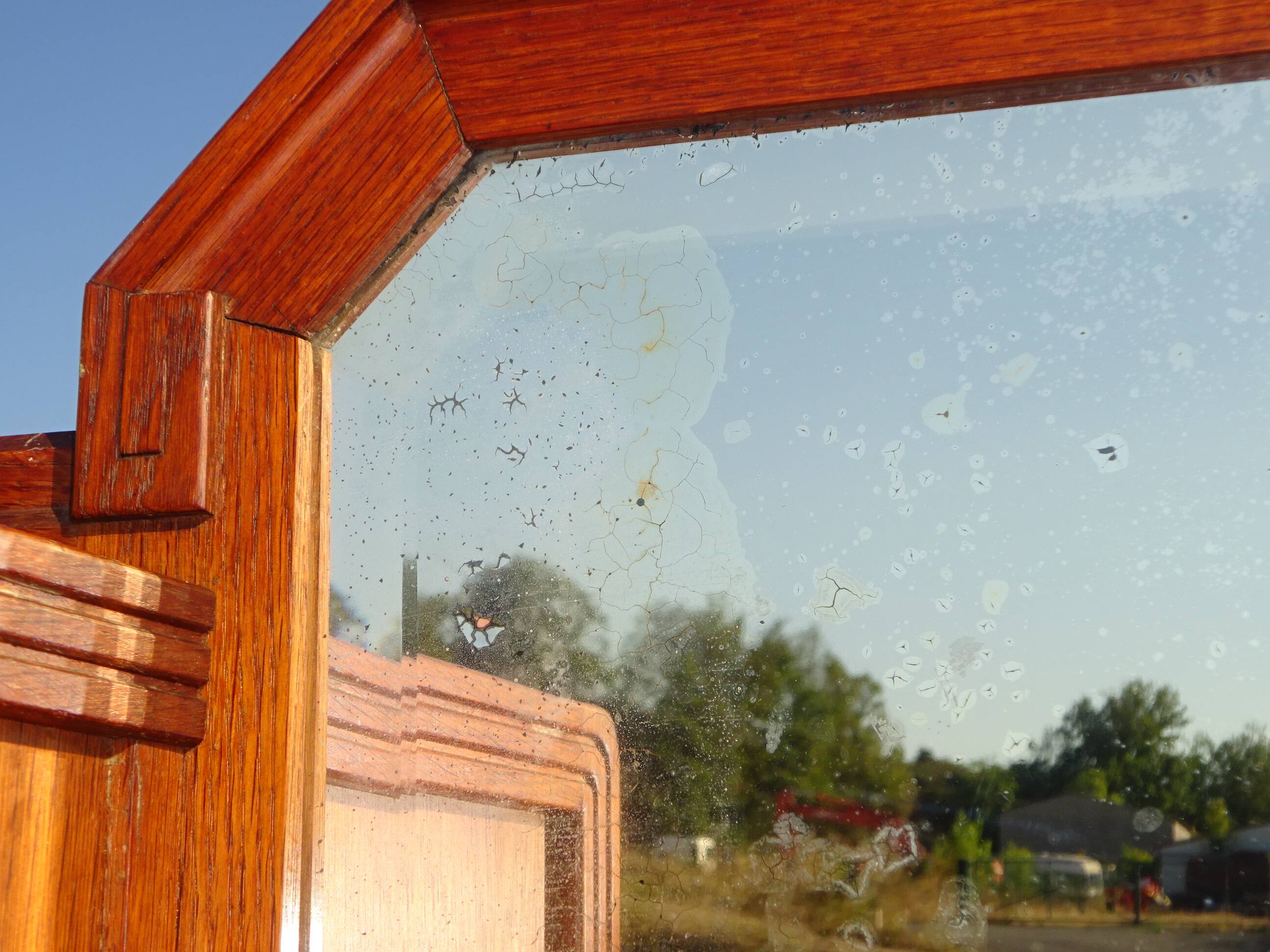 Vintage oak sideboard with sentry boxes and mirror