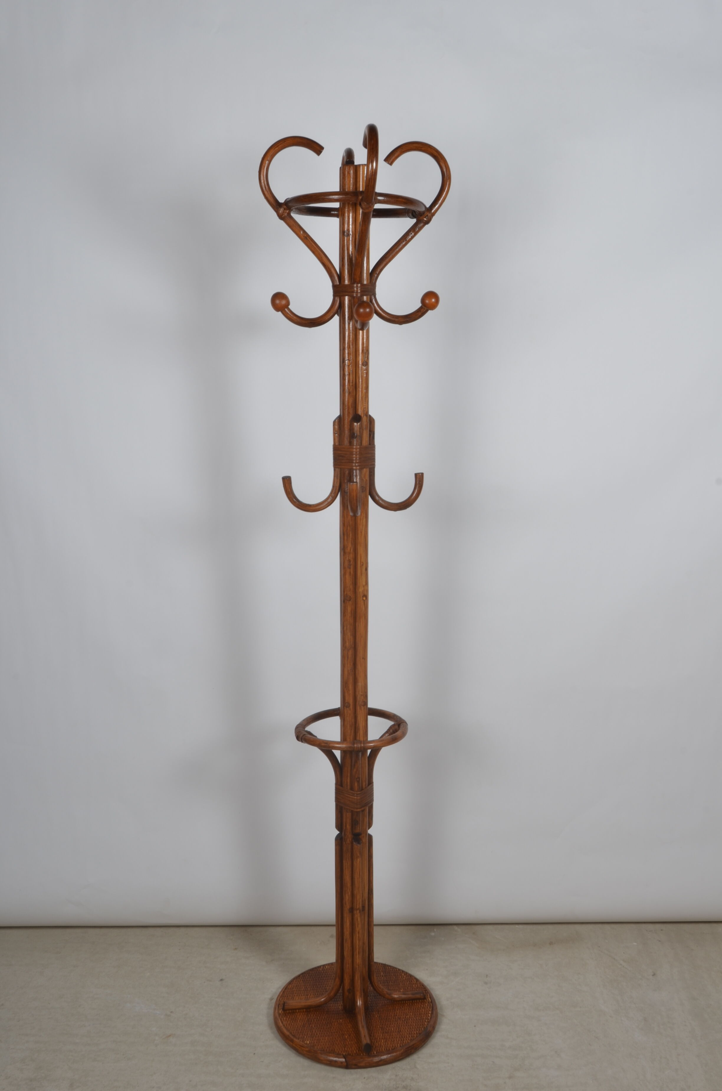 Rattan coat rack