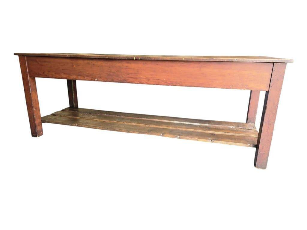 Comptoir de magasin/table de travail vintage en bois