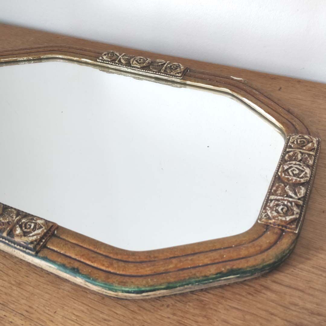 Octagonal art deco mirror 54x36cm