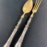 Salad service silver handles Regency decoration with cherub heads