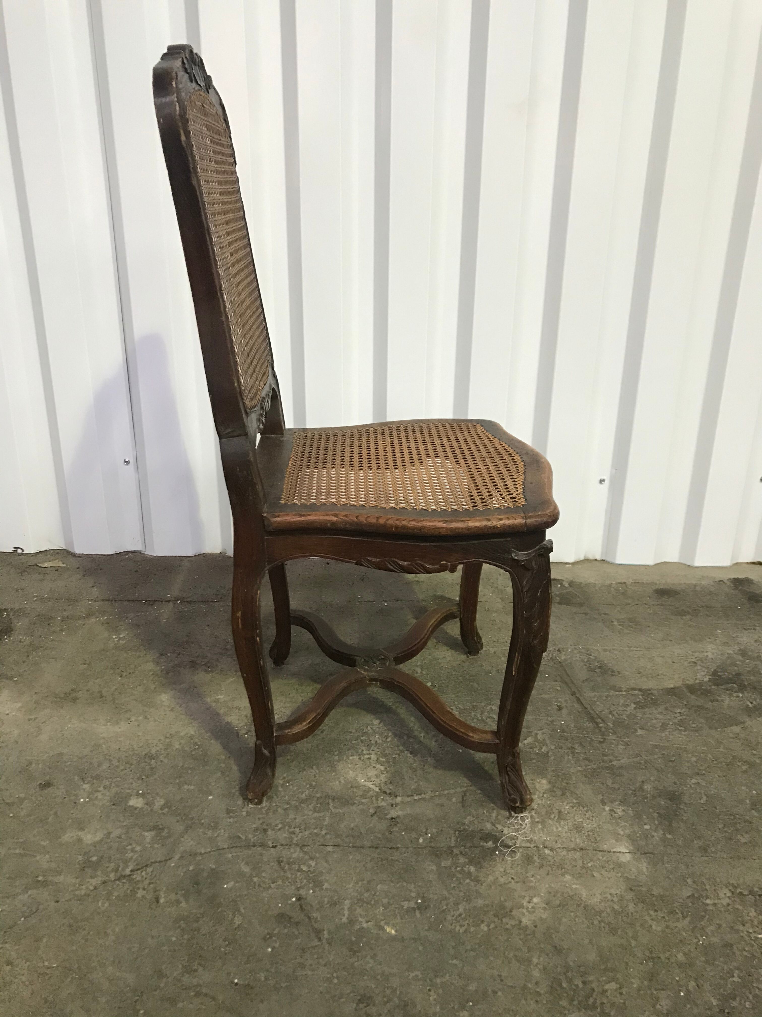 Suite of 6 Louis XV chairs in oak, 19th century