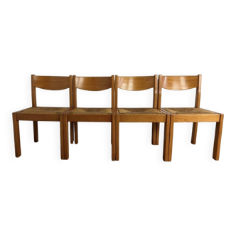 Set of 4 vintage Regain chairs in solid pine - 1970s/80s