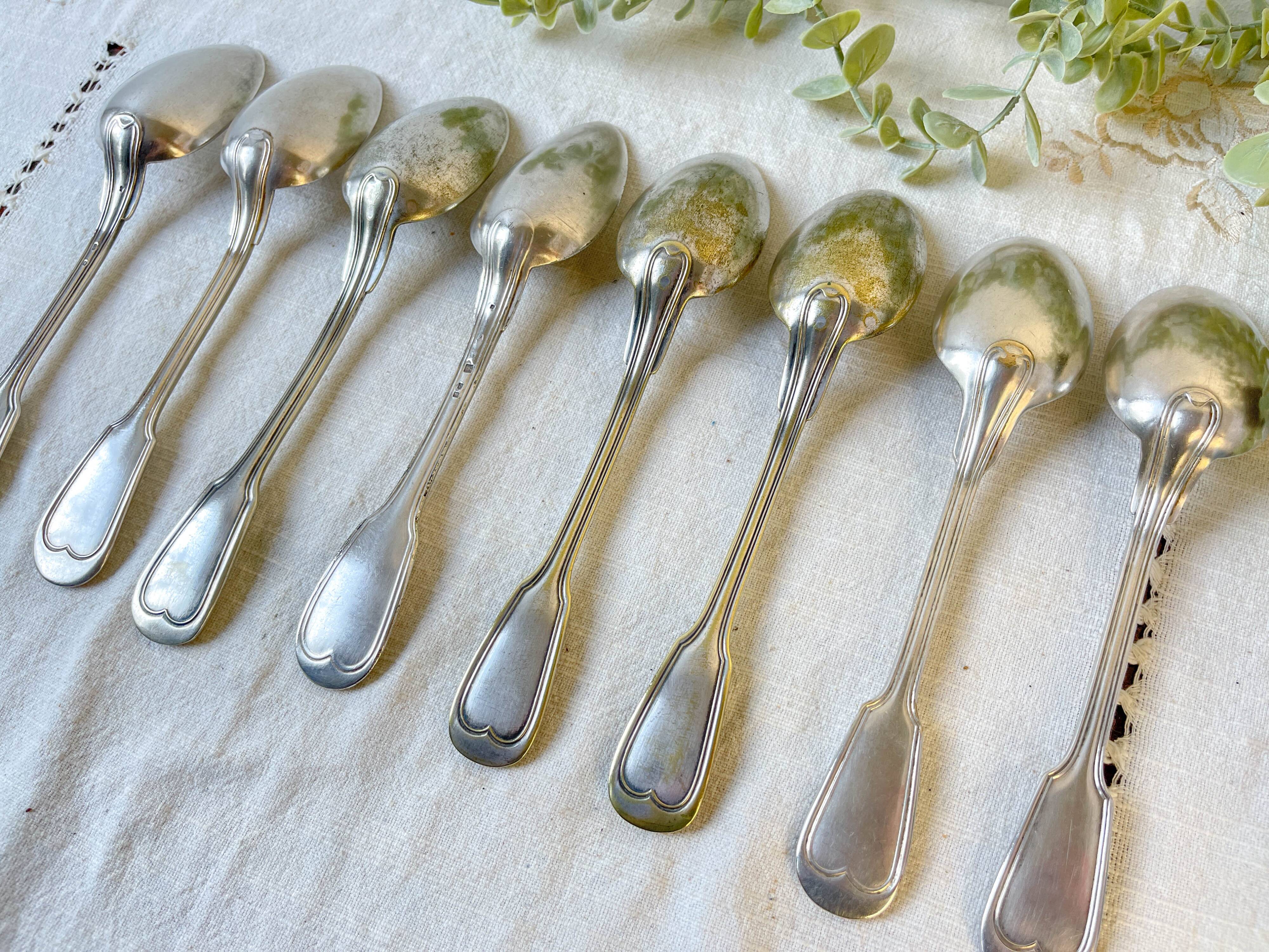Set of 8 vintage silver plated soup spoons