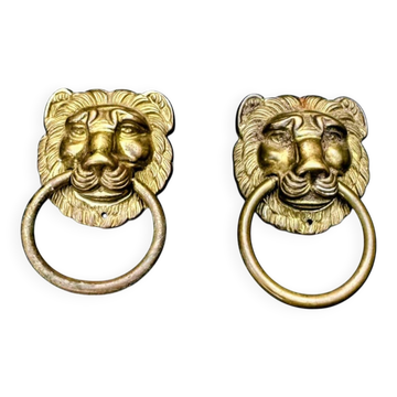 2 brass lion handles in Louis XIV style