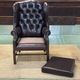 Chesterfield armchair with brown leather ears from the 1990s in very good condition