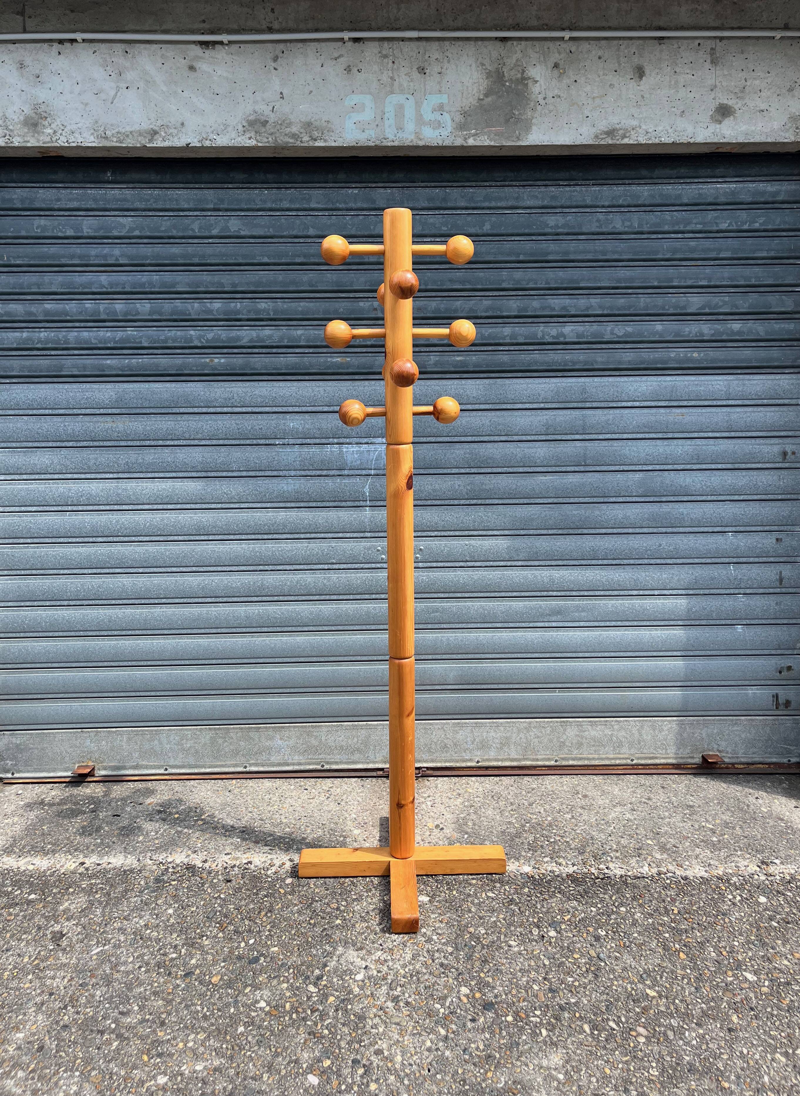 1970s pine coat rack