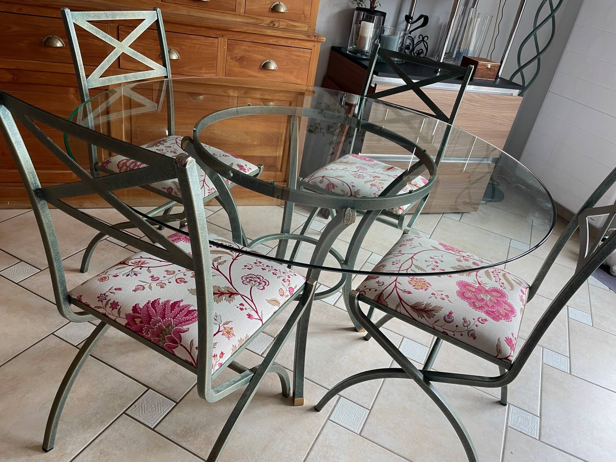 Table and chair set - "Villa d'Este" collection by Pierre Vandel