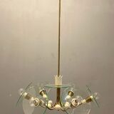 Brass glass chandelier, 1940s