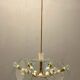 Lustre en verre en laiton, années 1940